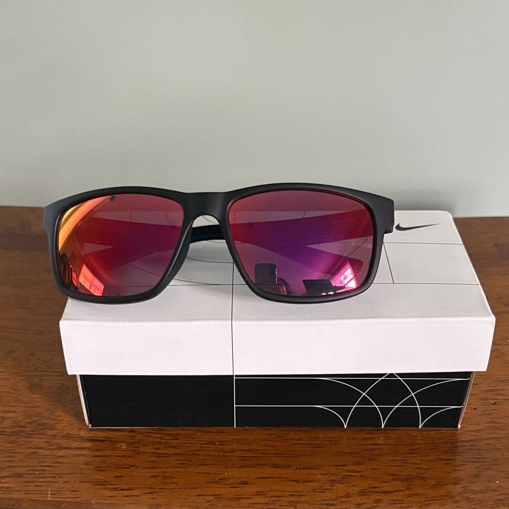 Nike Cruiser Black Frame Sunglasses with Red Mirror Lenses